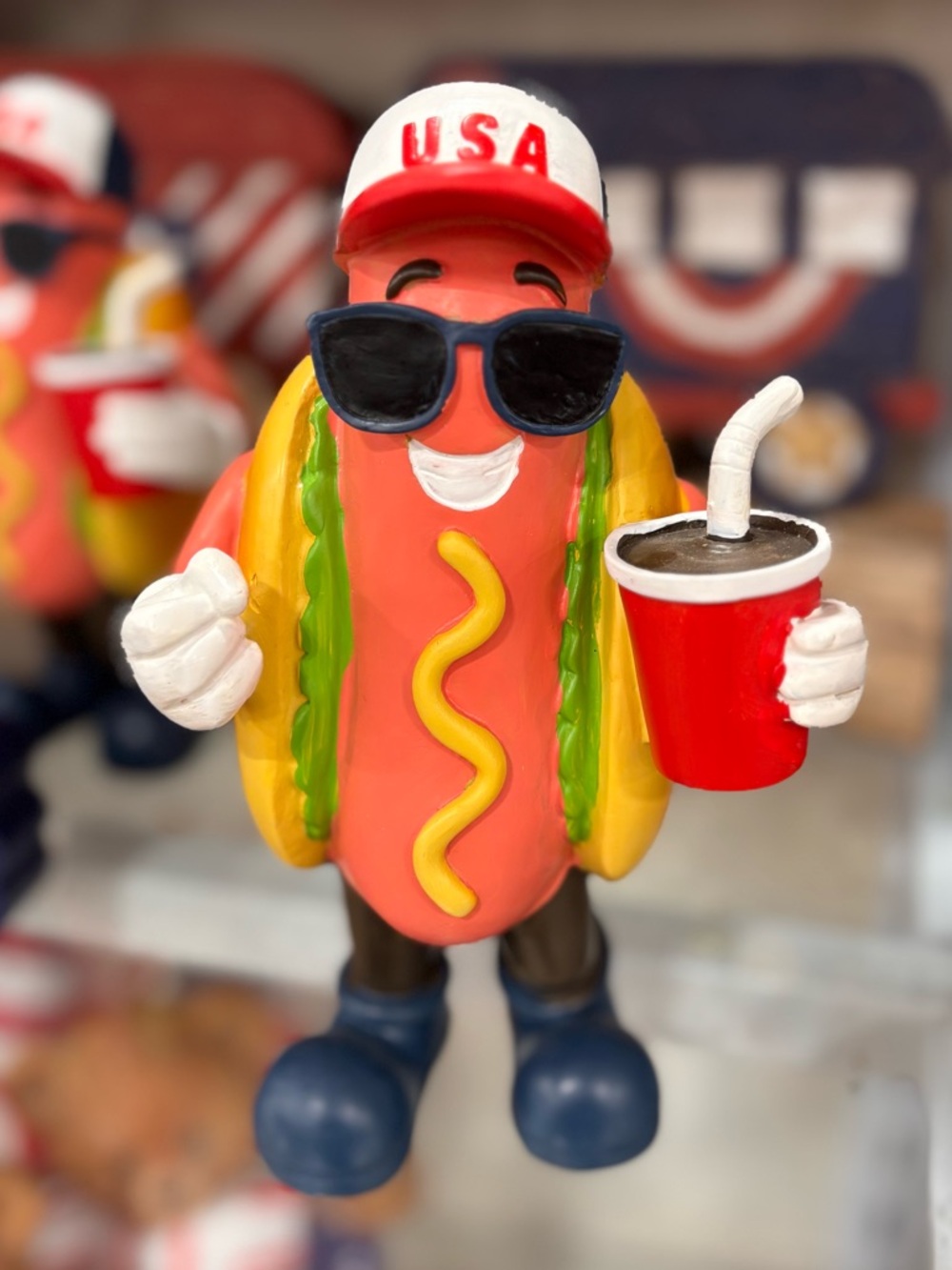 Patriotic Hot Dog Party Figurine - Red